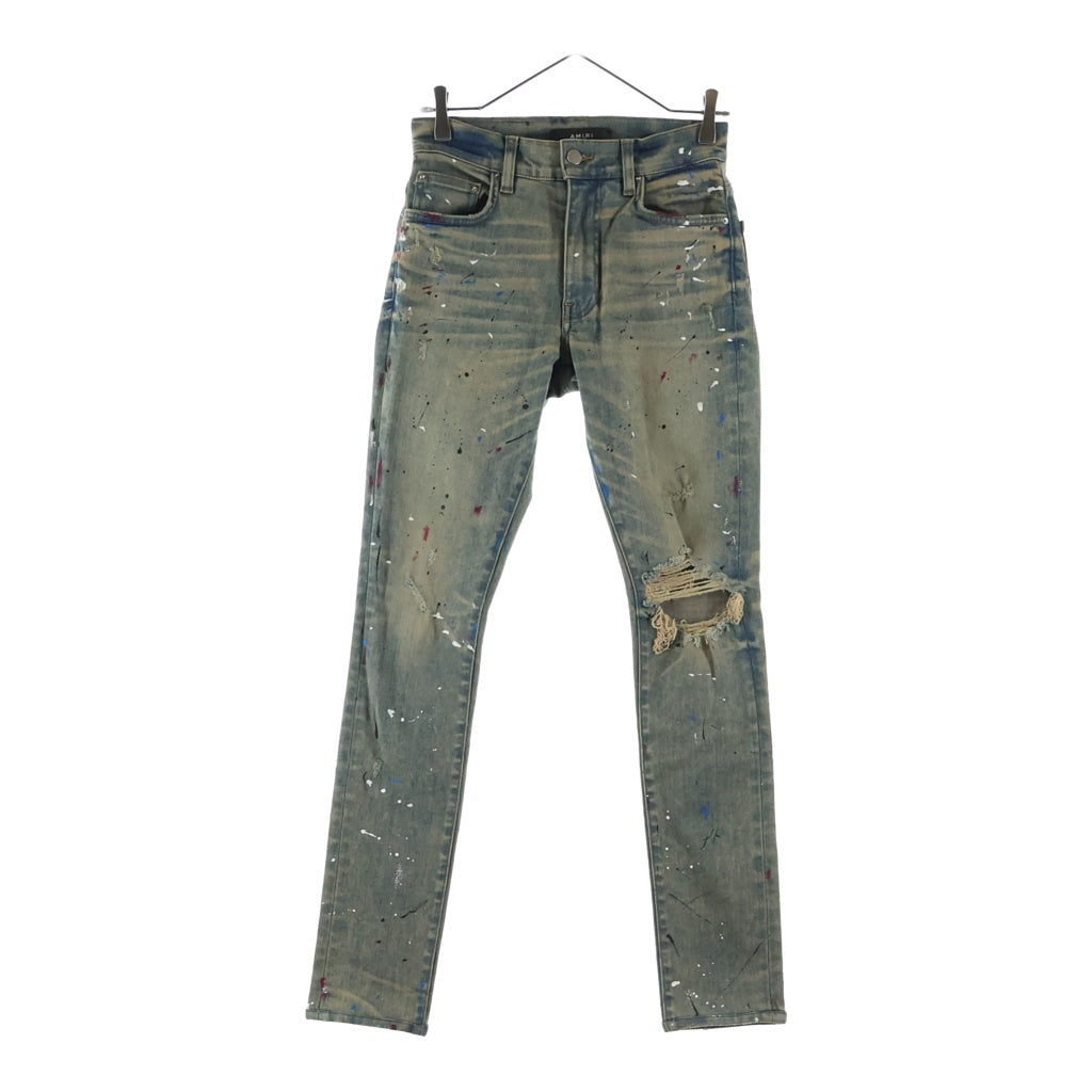 AMIRI(アミリ) 18AW ARTIST BROKEN JEAN アーティスト ブロークン ペイント ラメ ダメージ加工 デニム スキニーパンツ インディゴ