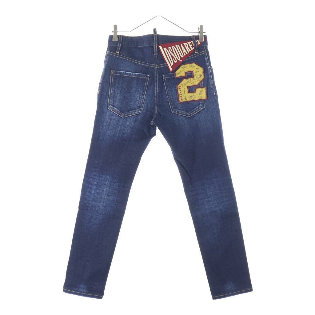DSQUARED2(ディースクエアード) SEXY MERCURY JEAN セクシー マーキュリー ペイント ワッペンロゴ ストレッチ スキニーデニムパンツ インディゴ S74LB0766