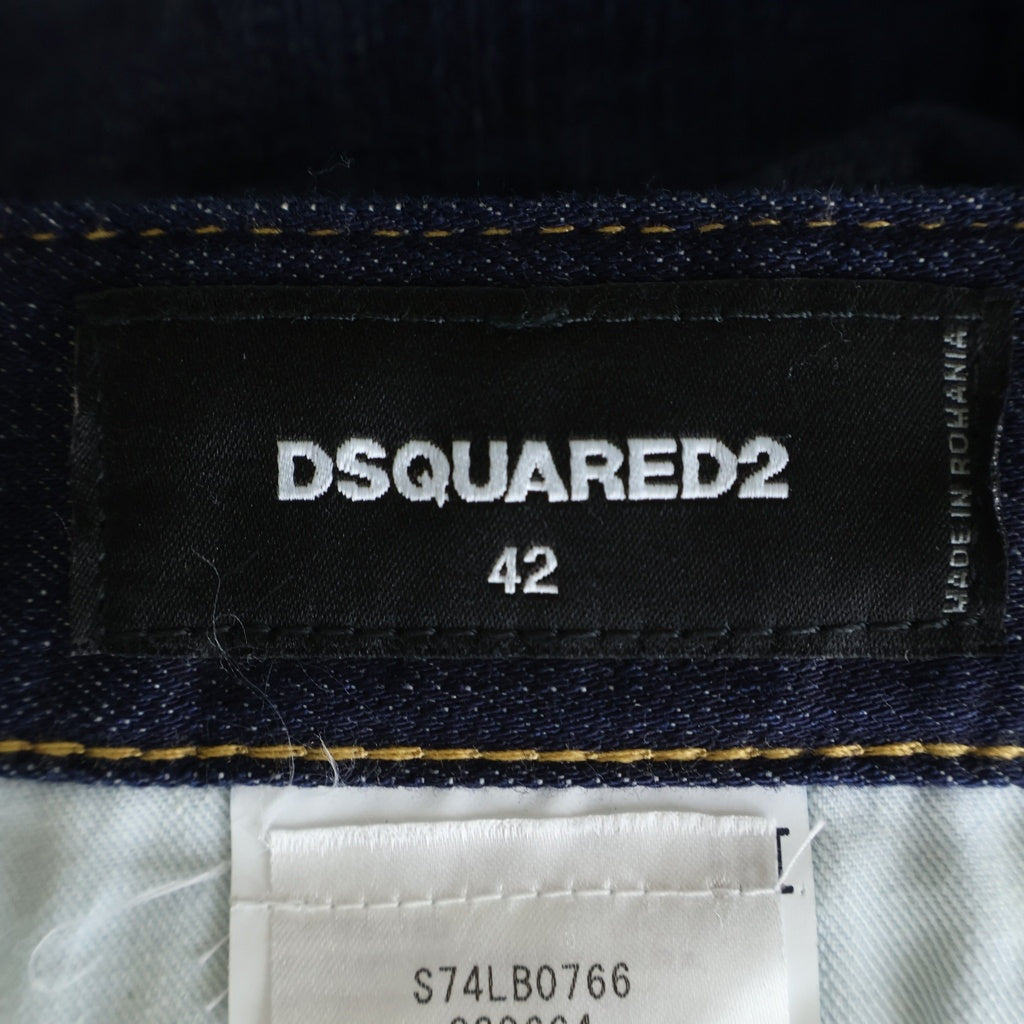DSQUARED2(ディースクエアード) SEXY MERCURY JEAN セクシー マーキュリー ペイント ワッペンロゴ ストレッチ スキニーデニムパンツ インディゴ S74LB0766