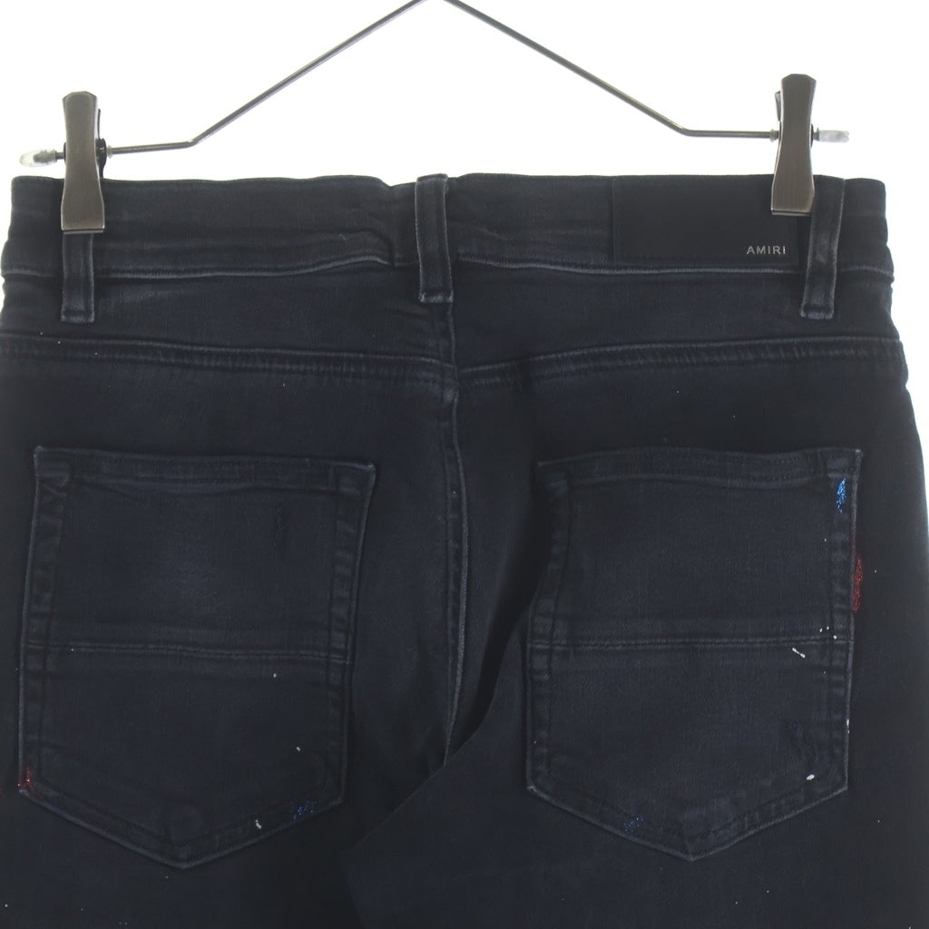 AMIRI(アミリ) MX1 PAINTED JEANS ダメージ加工 ペイント ラメ ストレッチ デニム スキニーパンツ ブラック