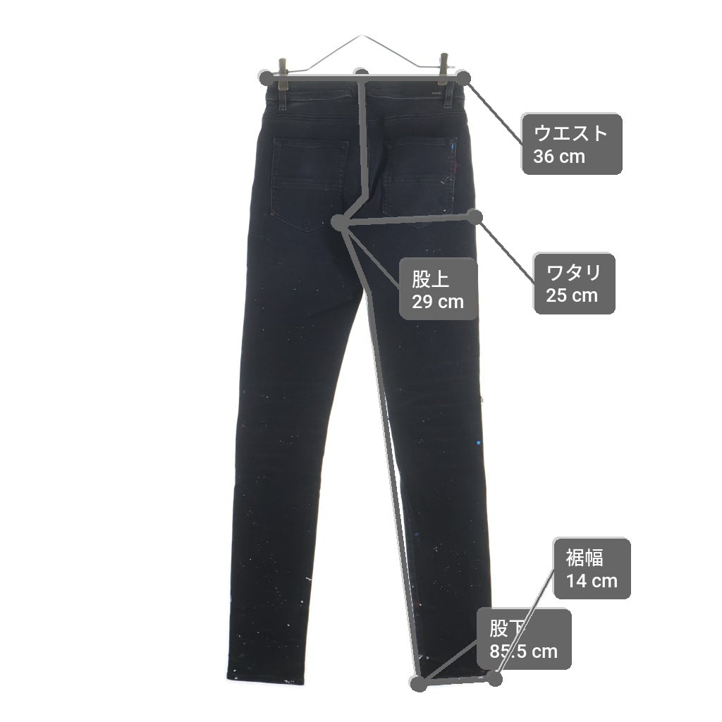 AMIRI(アミリ) MX1 PAINTED JEANS ダメージ加工 ペイント ラメ ストレッチ デニム スキニーパンツ ブラック