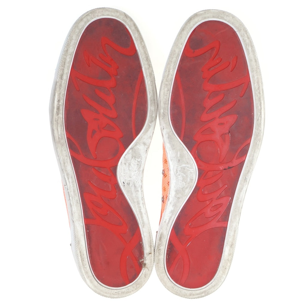 CHRISTIAN LOUBOUTIN(クリスチャンルブタン) AC SEAVASTE SPIKES FLAT GLIT グリッター スタッズ レザー ローカットスニーカー シルバー/オレンジ