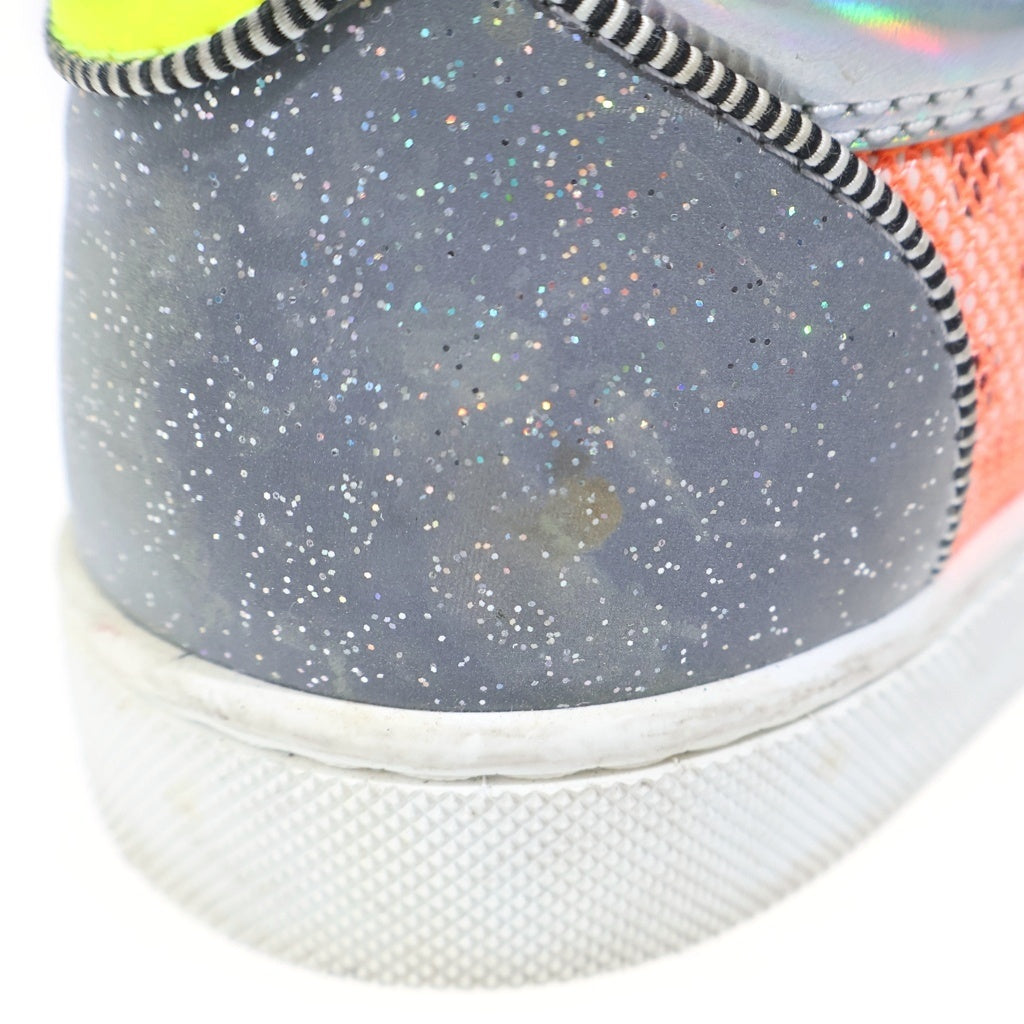 CHRISTIAN LOUBOUTIN(クリスチャンルブタン) AC SEAVASTE SPIKES FLAT GLIT グリッター スタッズ レザー ローカットスニーカー シルバー/オレンジ