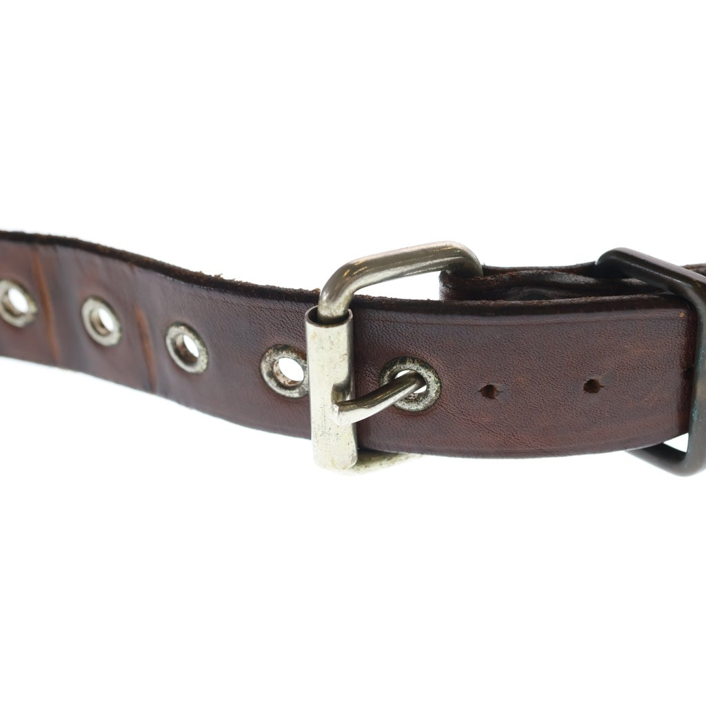 RRL(ダブルアールエル) スクエアバックル レザー ベルト ブラウン