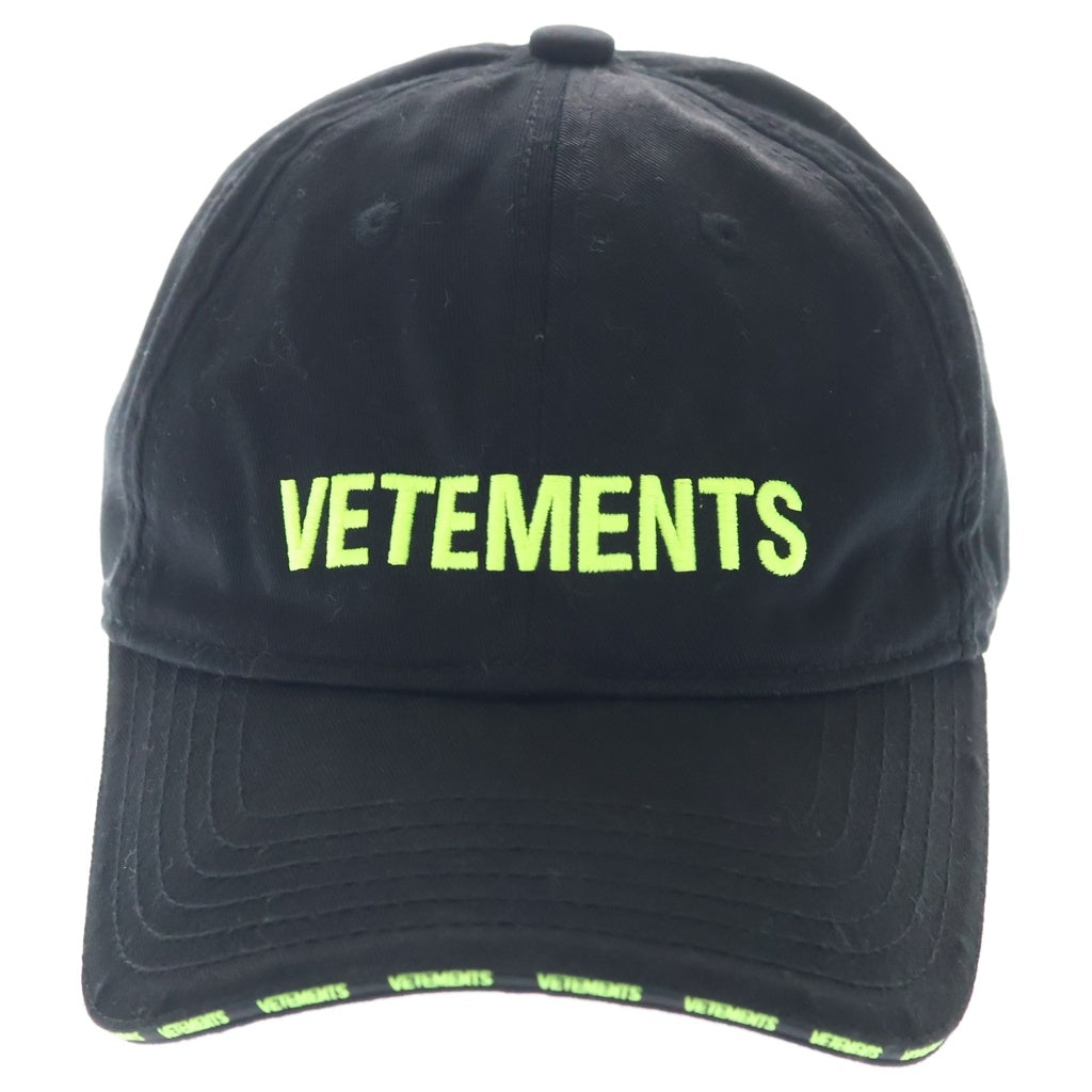VETEMENTS(ヴェトモン) 22SS Iconic Logo Cap アイコニックロゴ 刺繍 ベースボールキャップ 帽子 ブラック UE52CA100X