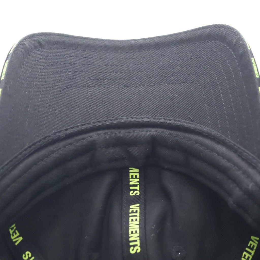 VETEMENTS(ヴェトモン) 22SS Iconic Logo Cap アイコニックロゴ 刺繍 ベースボールキャップ 帽子 ブラック UE52CA100X