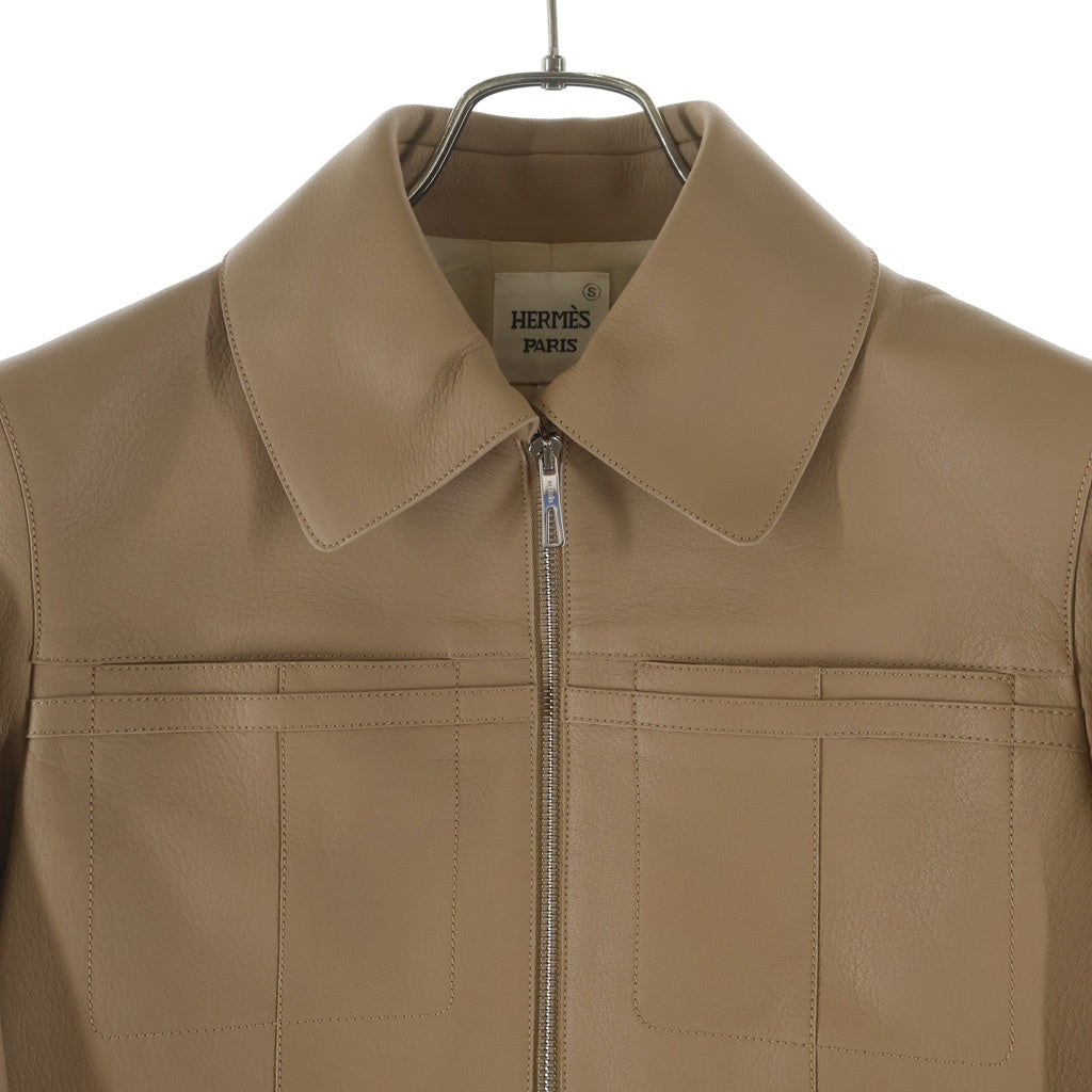 HERMES(エルメス) ゴートレザー シルクレーヨンライナー ジップアップ