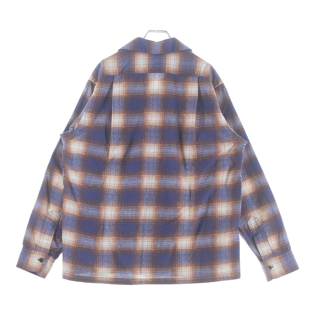 SUBCULTURE(サブカルチャー) ×BerBerJin COTTON CHECKSHIRT ベルベルジン コットン チェック オープンカラー 長袖シャツ オレンジ/ブルー SCTP-CLB02