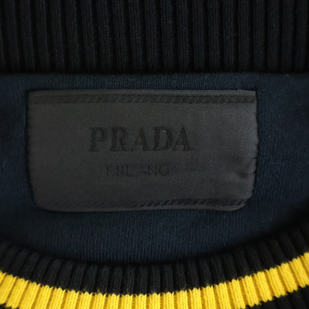 PRADA(プラダ) カレッジロゴ クルーネック スウェット トレーナー ブラック UJL80B