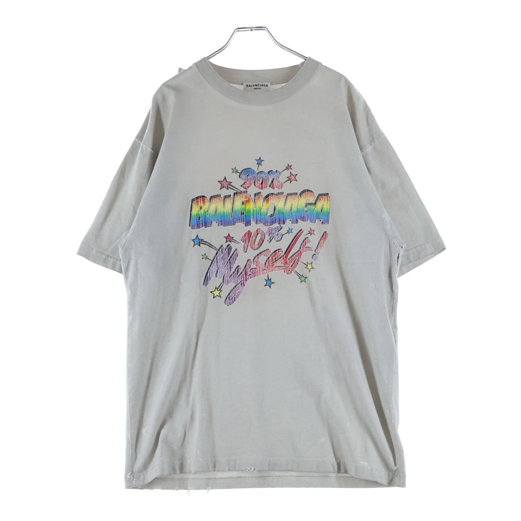 BALENCIAGA(バレンシアガ) 22AW スローガン ロゴプリント 半袖Tシャツ カットソー グレー 641655 TMVH3