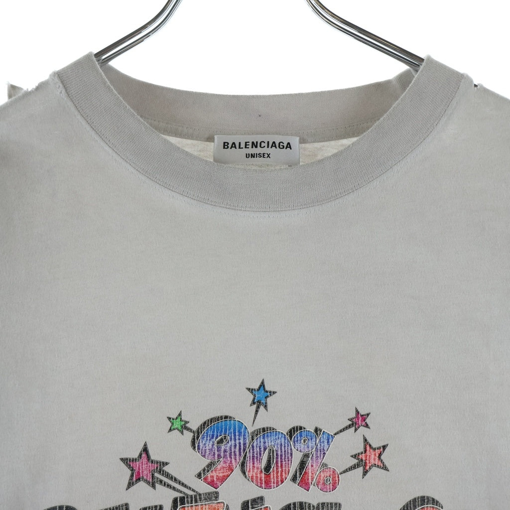 BALENCIAGA(バレンシアガ) 22AW スローガン ロゴプリント 半袖Tシャツ カットソー グレー 641655 TMVH3