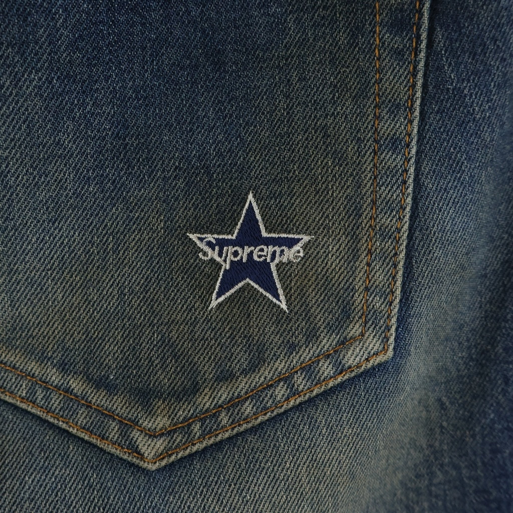 SUPREME(シュプリーム) 25SS Distressed Loose Fit Selvedge Jean ディストレスト ルーズ フィット セルビッジ ジーンズ バック ロゴ スター 加工 デニムパンツ
