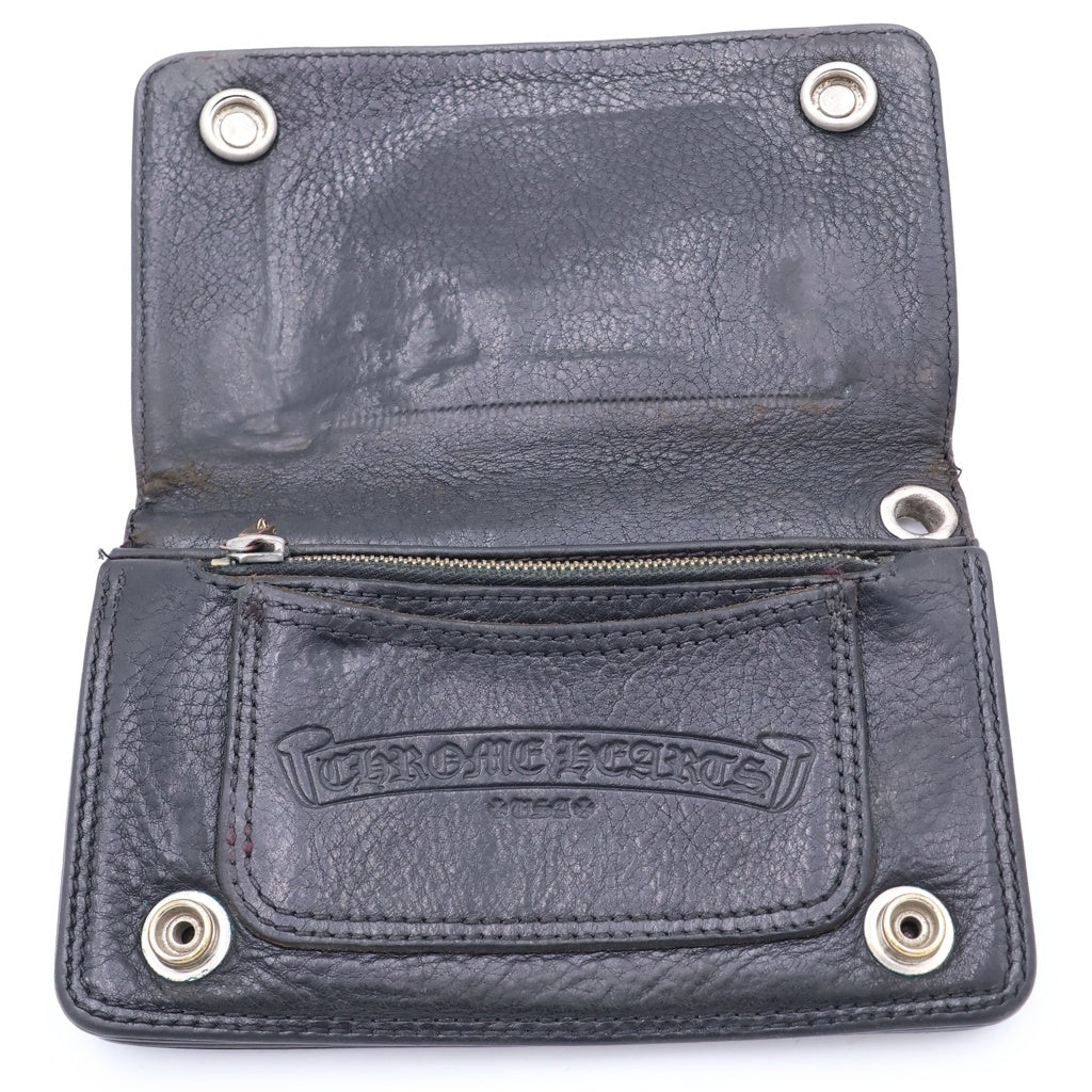 CHROME HEARTS(クロムハーツ) 1ZIP 1ジップ クロスボールボタンレザーウォレット 財布 ブラック BCA363