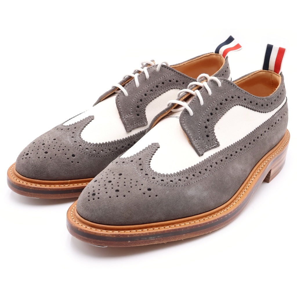 THOM BROWNE(トムブラウン) SUEDE LONG WING BROGUE MFD002APG003 スウェード ロングウィング ブロード ビジネスシューズ グレー/ホワイト