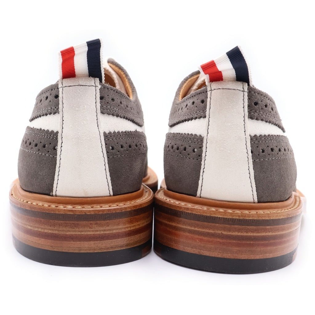 THOM BROWNE(トムブラウン) SUEDE LONG WING BROGUE MFD002APG003 スウェード ロングウィング ブロード ビジネスシューズ グレー/ホワイト