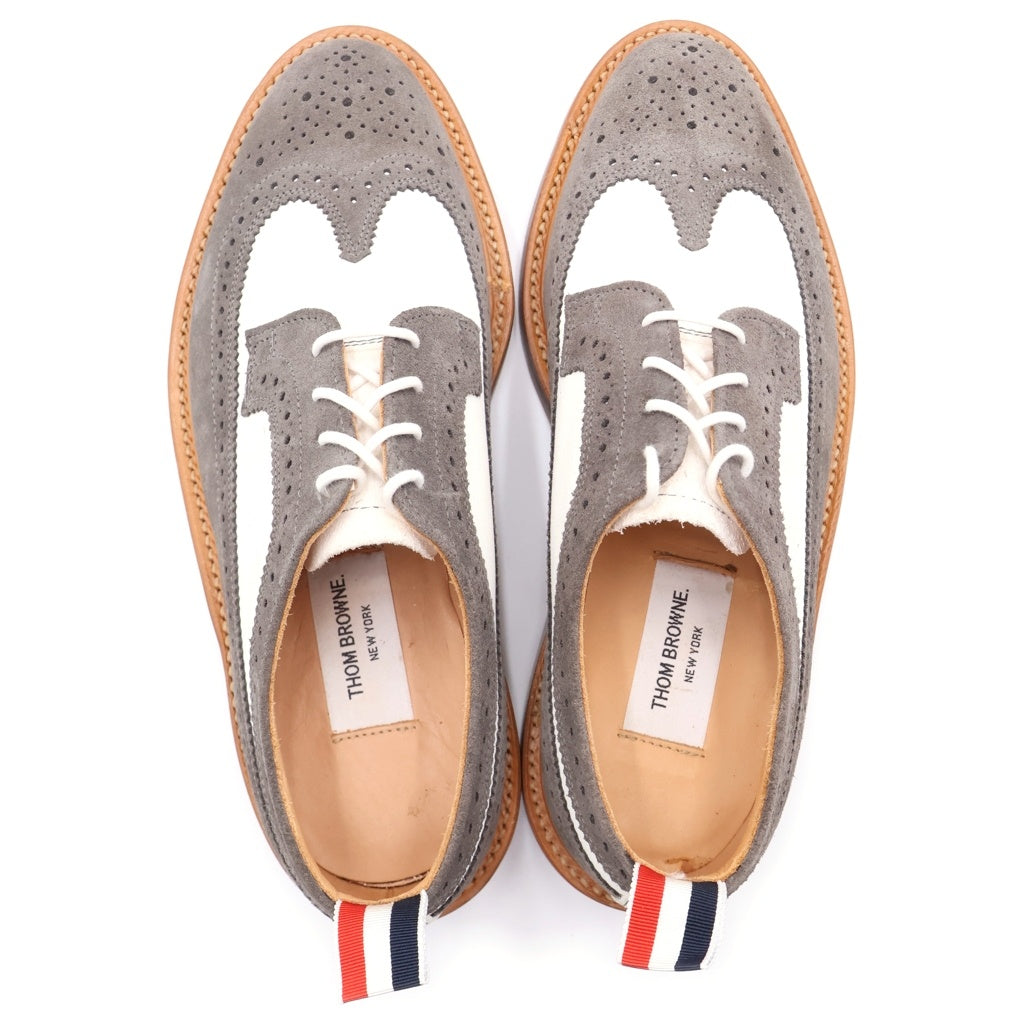 THOM BROWNE(トムブラウン) SUEDE LONG WING BROGUE MFD002APG003 スウェード ロングウィング ブロード ビジネスシューズ グレー/ホワイト