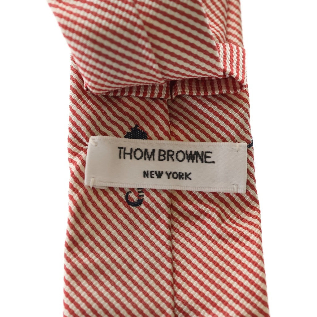 THOM BROWNE(トムブラウン) タツノオトシゴ刺繍 シルク ネクタイ レッド