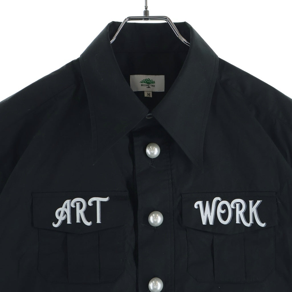 BECOME TREE(ビカムツリー) RT WORK クロップド 半袖シャツ ブラック