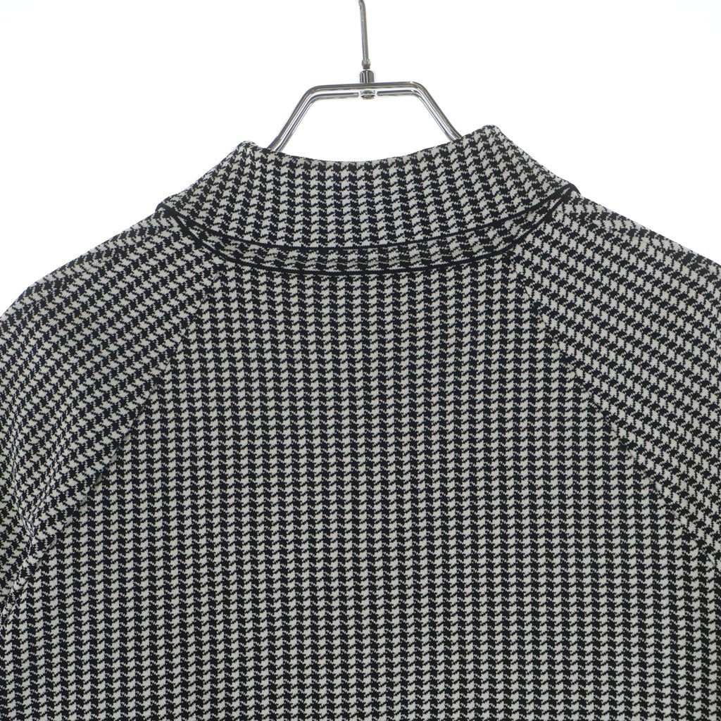 Christian Dior(クリスチャンディオール) ハンドトゥース 千鳥柄 半袖ニットシャツ レディース ブラック/ホワイト 424V13AM534