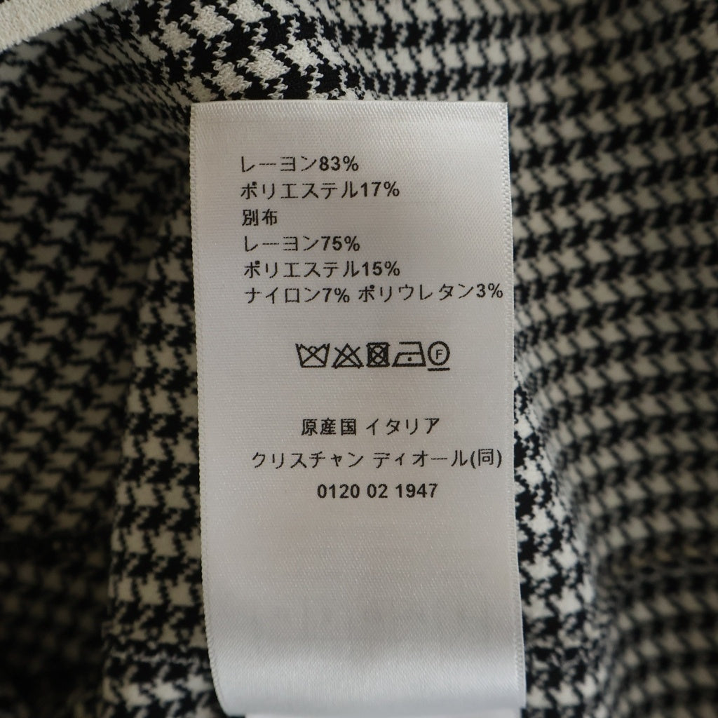 Christian Dior(クリスチャンディオール) ハンドトゥース 千鳥柄 半袖ニットシャツ レディース ブラック/ホワイト 424V13AM534