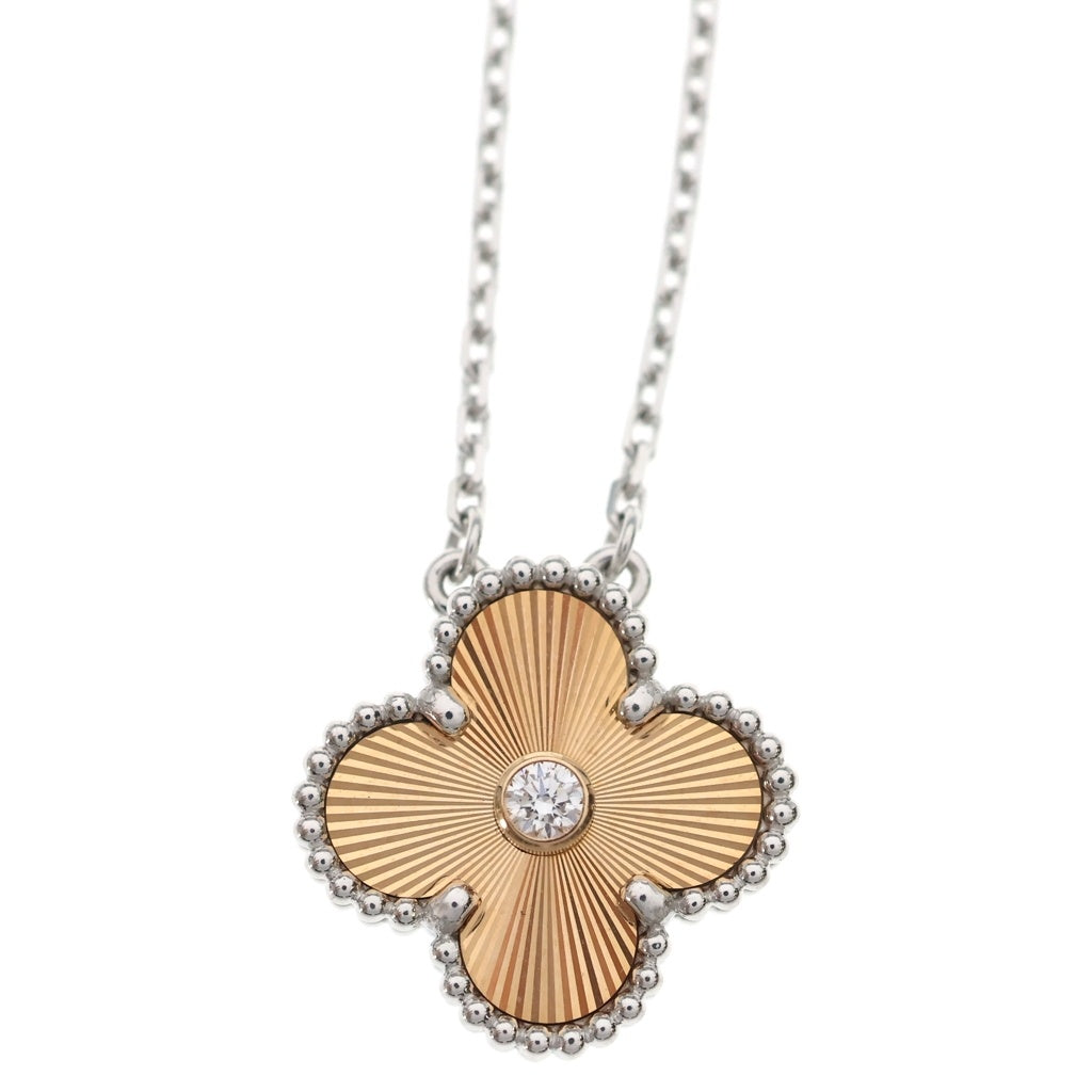 Van Cleef & Arpels(ヴァンクリーフアンドアーペル) (Van Cleef & Arpels) ヴァンクリーフ&アーペル K18WG ヴィンテージアルハンブラ ギヨシェ ネックレス シルバー/オレンジ VCARPNTH00 レディース