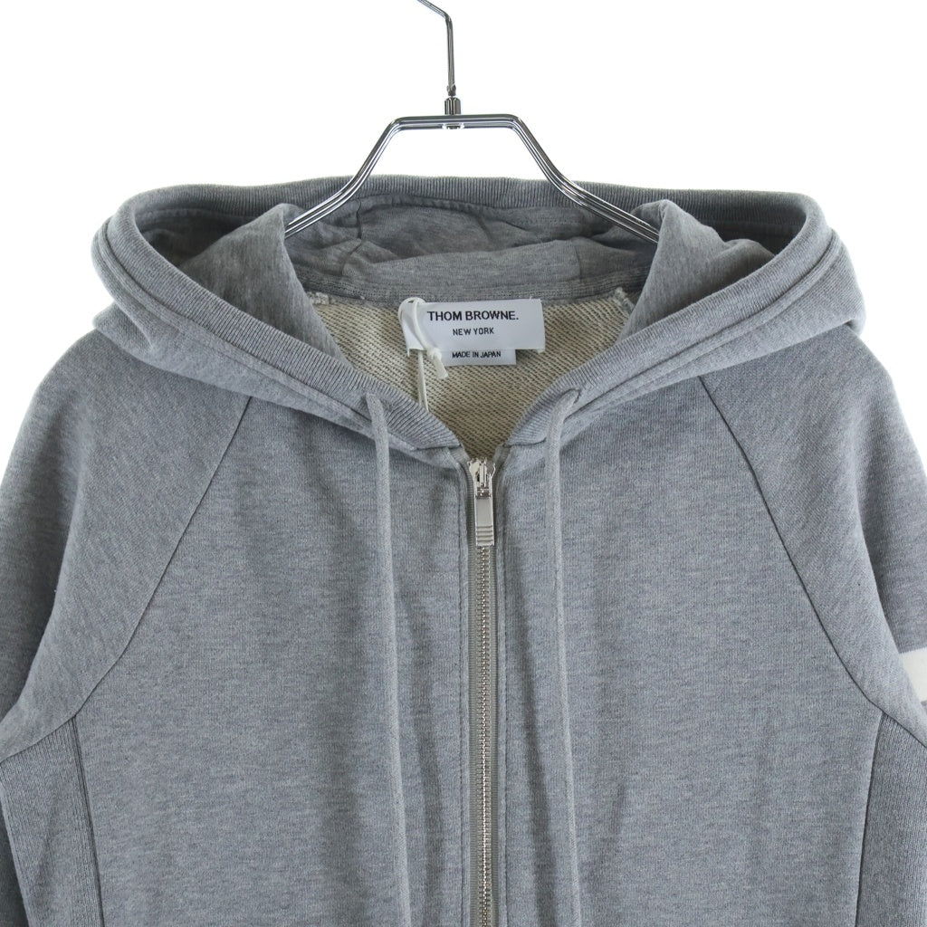 THOM BROWNE(トムブラウン) 4Bar Tricolor Zip Parka 4バー トリコロール スウェット ジップパーカー レディース グレー FJT001A-00535055