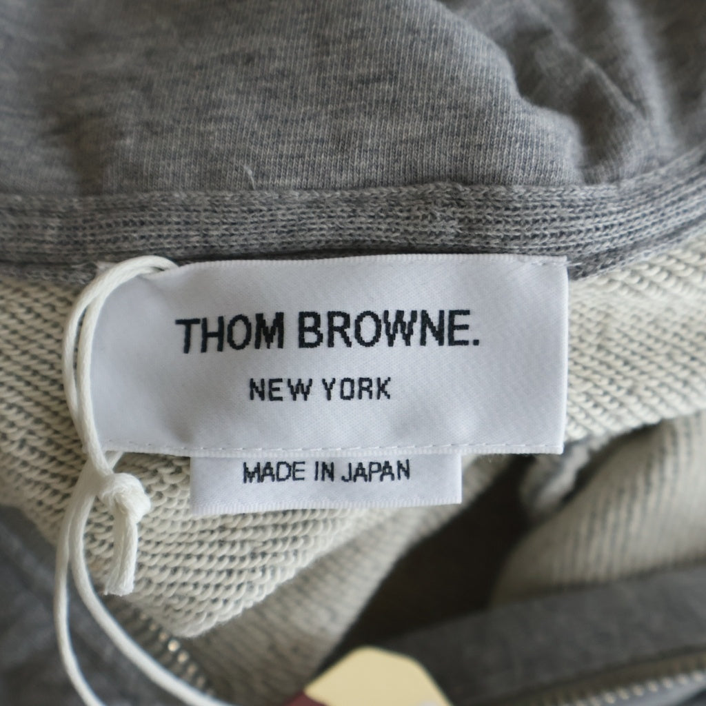 THOM BROWNE(トムブラウン) 4Bar Tricolor Zip Parka 4バー トリコロール スウェット ジップパーカー レディース グレー FJT001A-00535055