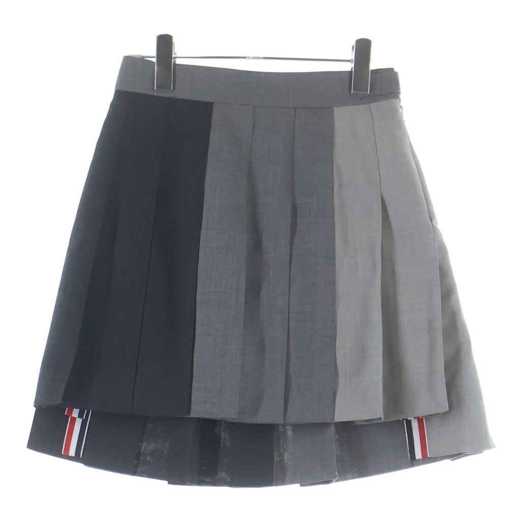 THOM BROWNE(トムブラウン) Fresco Funmix Pleats Skirt フレスコ ファンミックス プリーツスカート レディース グレー FGC789F-00473