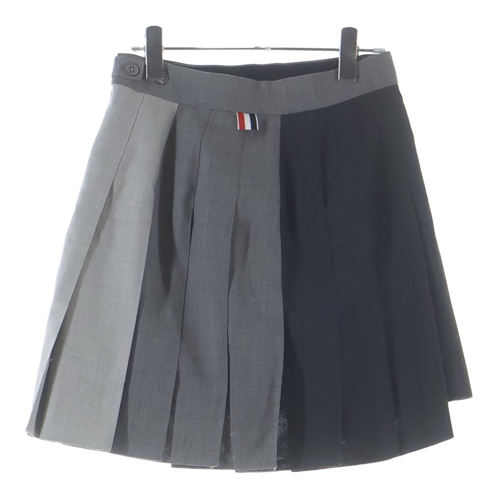 THOM BROWNE(トムブラウン) Fresco Funmix Pleats Skirt フレスコ ファンミックス プリーツスカート レディース グレー FGC789F-00473