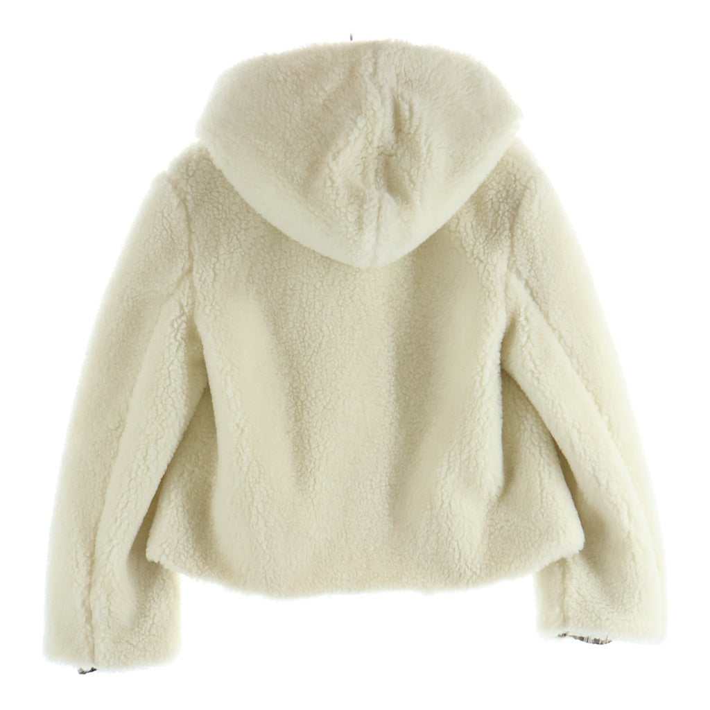 BURBERRY(バーバリー) ボアフリース 裏地チェック フーディー ジップアップパーカー レディース ホワイト 8072060