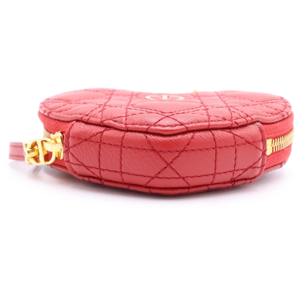 Christian Dior(クリスチャンディオール) カロチェーン ハートカナージュ ショルダーバッグ レッド レディース
