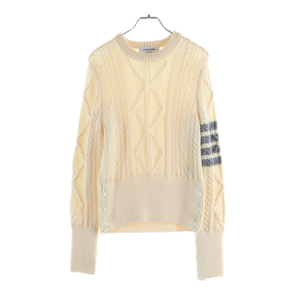 THOM BROWNE(トムブラウン) Tricolor Knit Sweater トリコロール ケーブルニット セーター レディース アイボリー FKA438A-Y1024