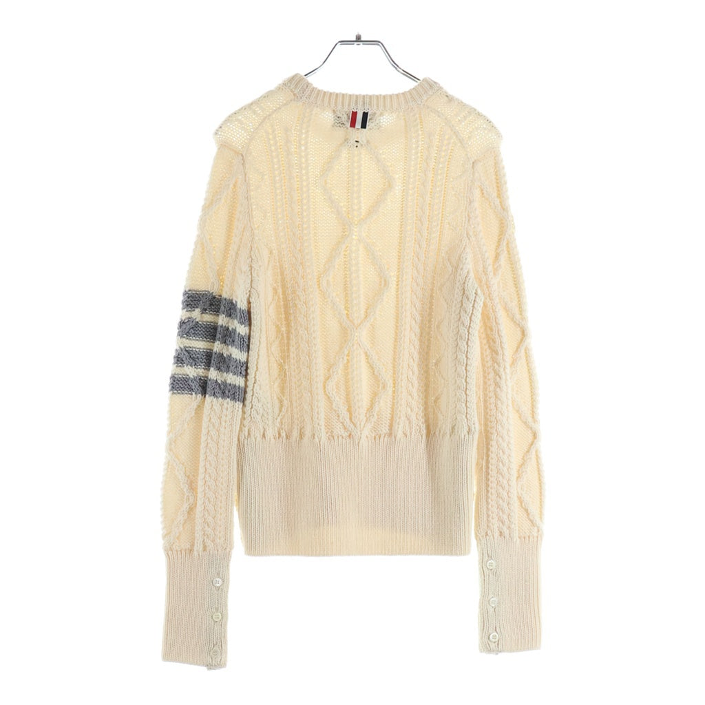 THOM BROWNE(トムブラウン) Tricolor Knit Sweater トリコロール ケーブルニット セーター レディース アイボリー FKA438A-Y1024