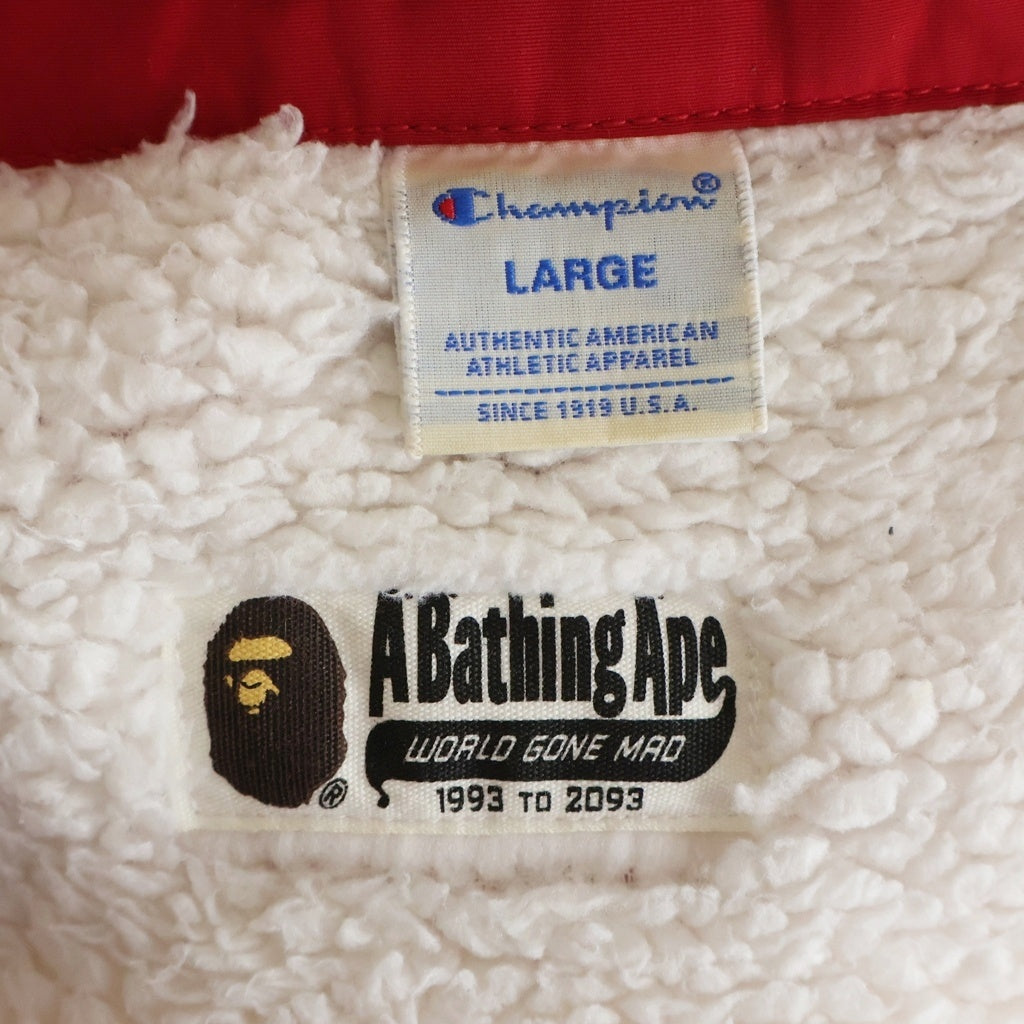 A BATHING APE(アベイシングエイプ) ×Champion Coach Jacket チャンピオン 裏地ボア コーチジャケット レッド