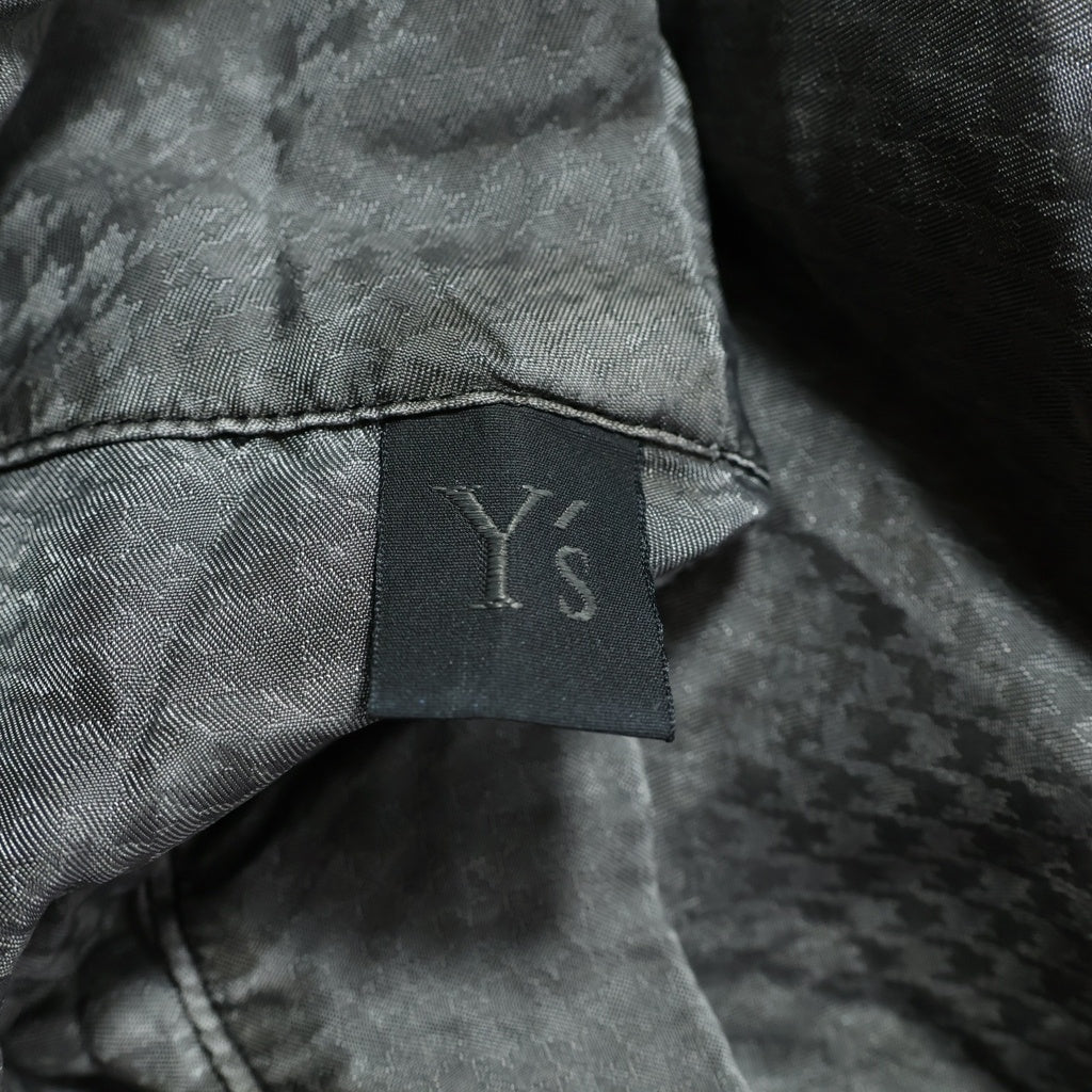 Y's(ワイズ) 千鳥格子デザインヴィンテージ加工キュプラ半袖ブラウス