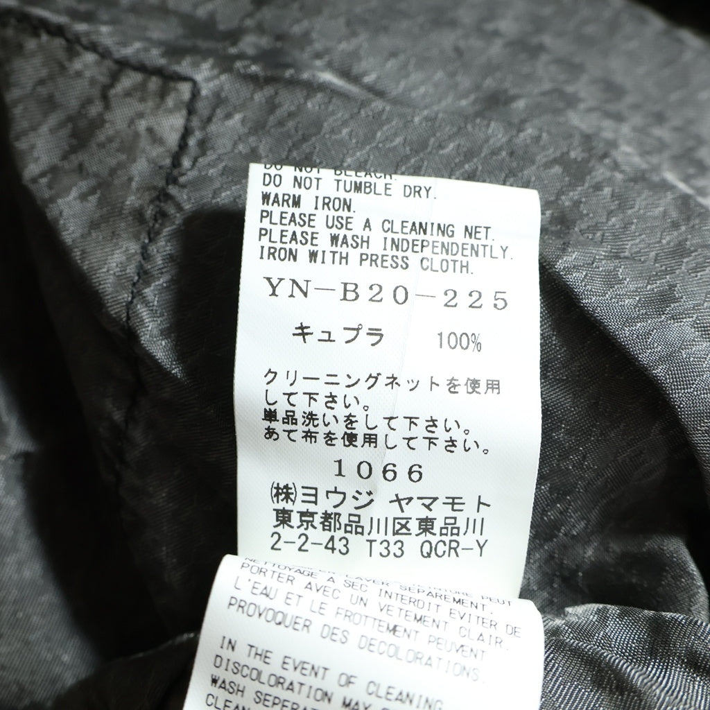 y's ワイズ　抽象デザイン 半袖シャツ キュプラ 100% Y's(ワイズ) 千鳥格子デザインヴィンテージ加工キュプラ半袖ブラウス