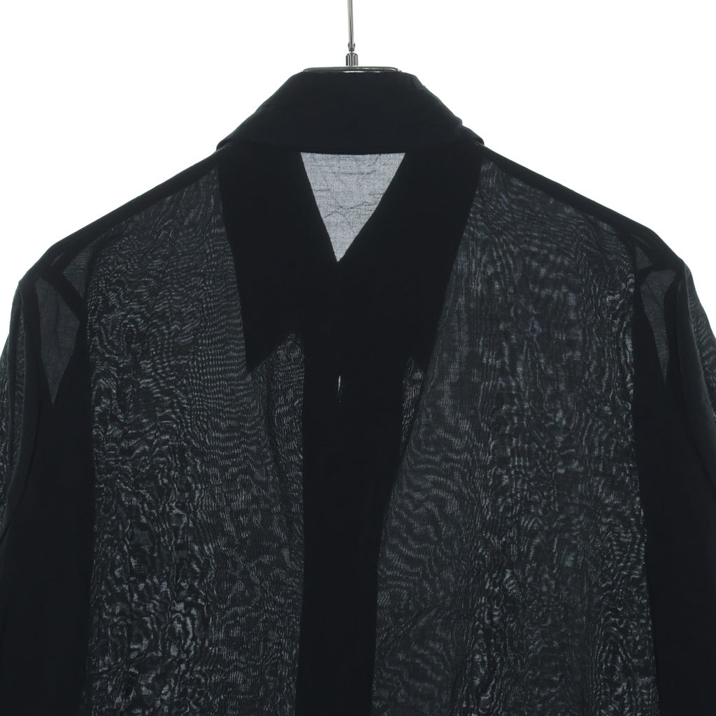 Yohji Yamamoto(ヨウジヤマモト) 24AW SI/C LAWN LONG DRESSES SHIRTS ローン ロング ドレッシー コットンシルク長袖シャツ ブラック FO-D21-023