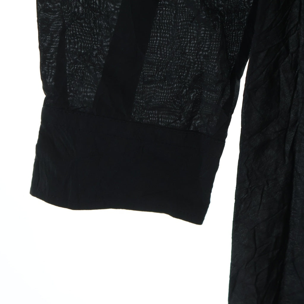 Yohji Yamamoto(ヨウジヤマモト) 24AW SI/C LAWN LONG DRESSES SHIRTS ローン ロング ドレッシー コットンシルク長袖シャツ ブラック FO-D21-023