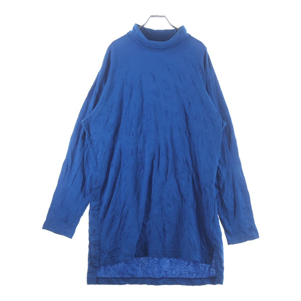 Ground Y(グラウンドワイ) CATCH WASHER RIGHT BUTTON-OPENING BIG TURTLENECK タートルネックニットセーター ブルー GP-T04-042 レディース