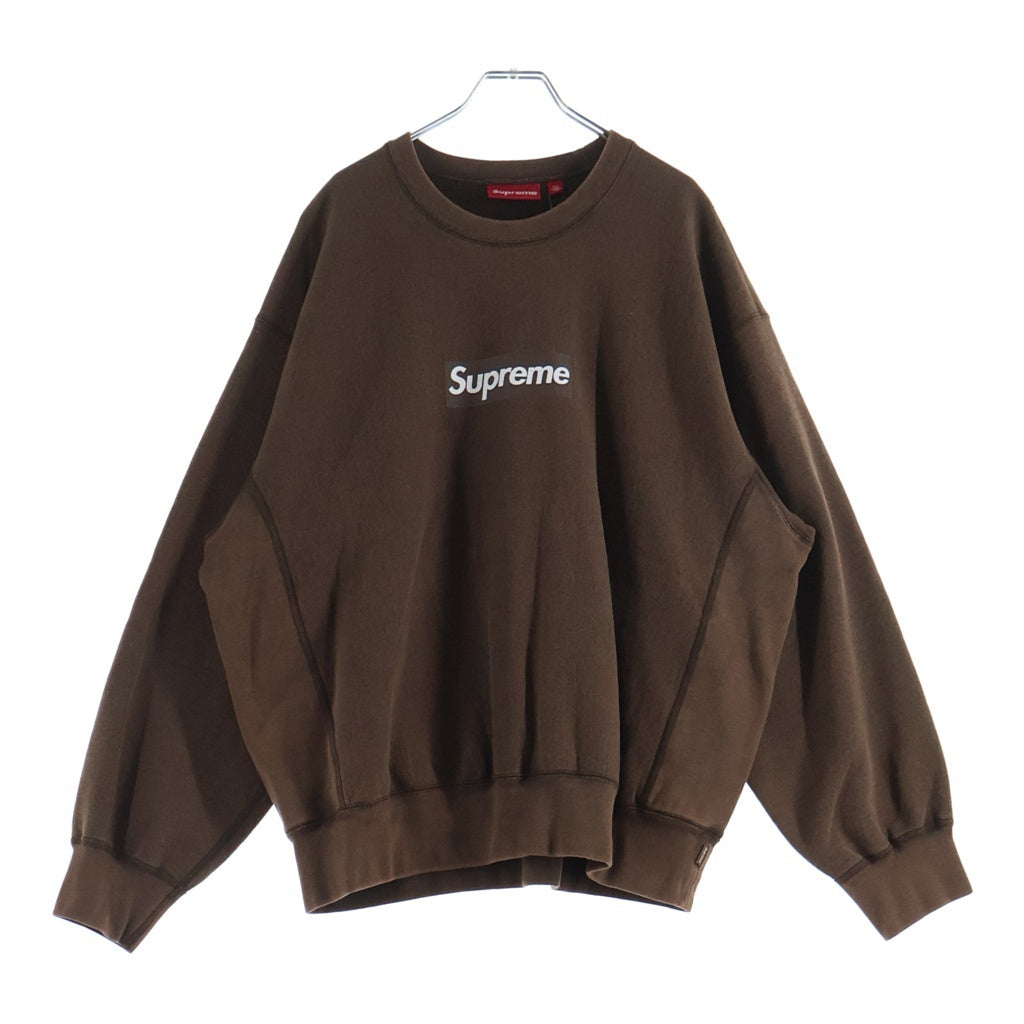 SUPREME(シュプリーム) 25SS Washed Box Logo Crewneck ウォッシュド加工 ボックスロゴ クルーネックスウェットトレーナー ブラウン