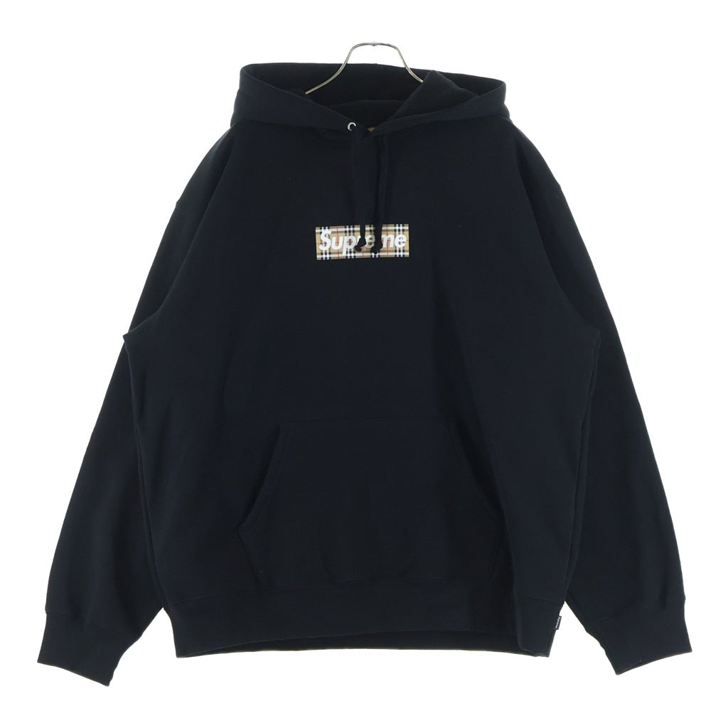 SUPREME(シュプリーム) 22SS ×BURBERRY Box Logo Hooded Sweatshirt バーバリー ボックスロゴ スウェットプルオーバーパーカー ブラック
