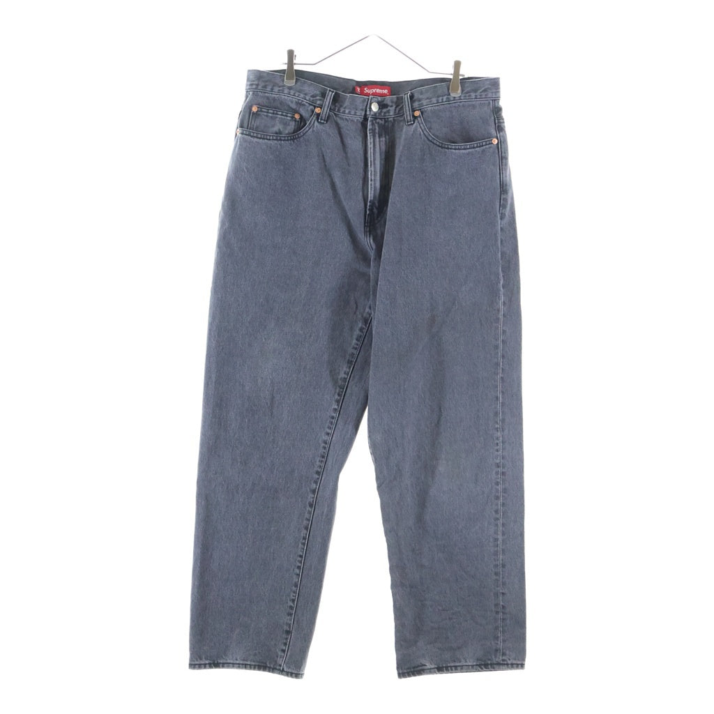 SUPREME(シュプリーム) 23SS Baggy Jean Washed Black クラシックロゴ刺繍 ウォッシュド バギー ワイドデニムパンツ ブラック