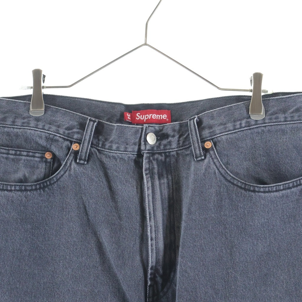 SUPREME(シュプリーム) 23SS Baggy Jean Washed Black クラシックロゴ刺繍 ウォッシュド バギー ワイドデニムパンツ ブラック
