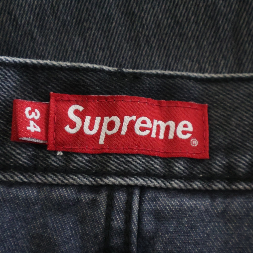 SUPREME(シュプリーム) 23SS Baggy Jean Washed Black クラシックロゴ刺繍 ウォッシュド バギー ワイドデニムパンツ ブラック