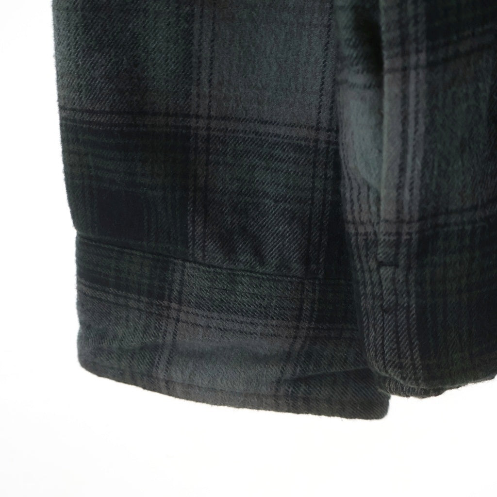 SUPREME(シュプリーム) 21AW Hooded Flannel Zip Up Shirt フーデッドロゴ刺繍 フランネル ジップアップ チェック 長袖シャツ グリーン/ブラック