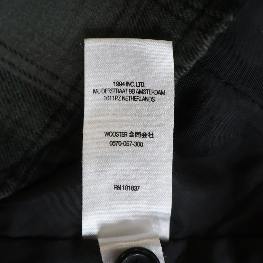 SUPREME(シュプリーム) 21AW Hooded Flannel Zip Up Shirt フーデッドロゴ刺繍 フランネル ジップアップ チェック 長袖シャツ グリーン/ブラック