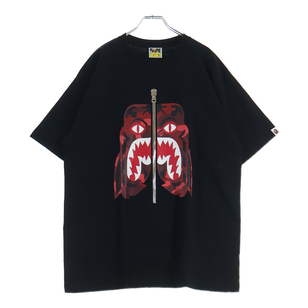 BAPE BY A BATHING APE(ベイプ ア ベイシング エイプ) Color Camo Tiger Tee カラーカモ タイガー プリント クルーネック 半袖Tシャツ カットソー ブラック