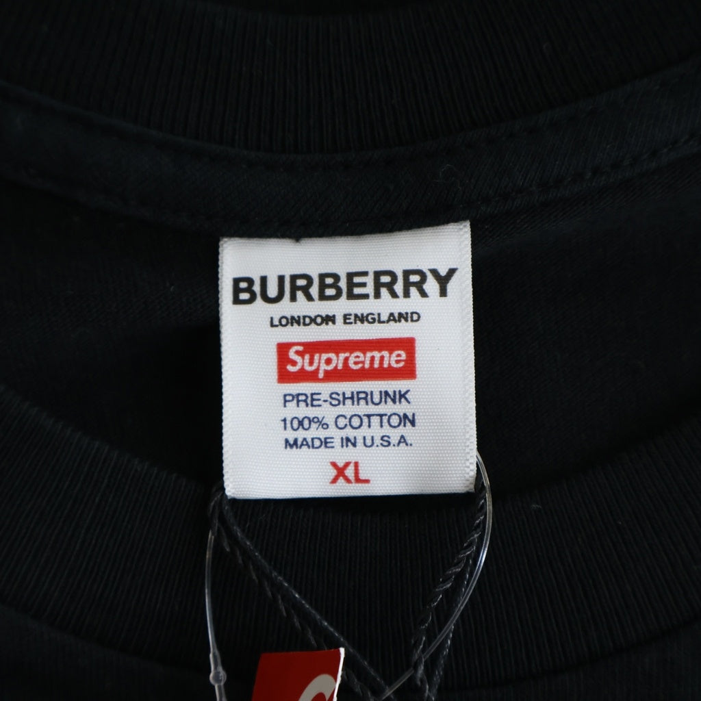 SUPREME(シュプリーム) 22SS ×BURBERRY Box Logo Tee バーバリー ボックスロゴ クルーネック 半袖Tシャツ カットソー ブラック