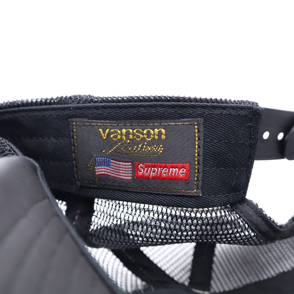 SUPREME(シュプリーム) 25AW ×Vanson Leathers Mesh Back 6-Panel Cap バンソン レザー メッシュ ベースボールキャップ 帽子 ブラック
