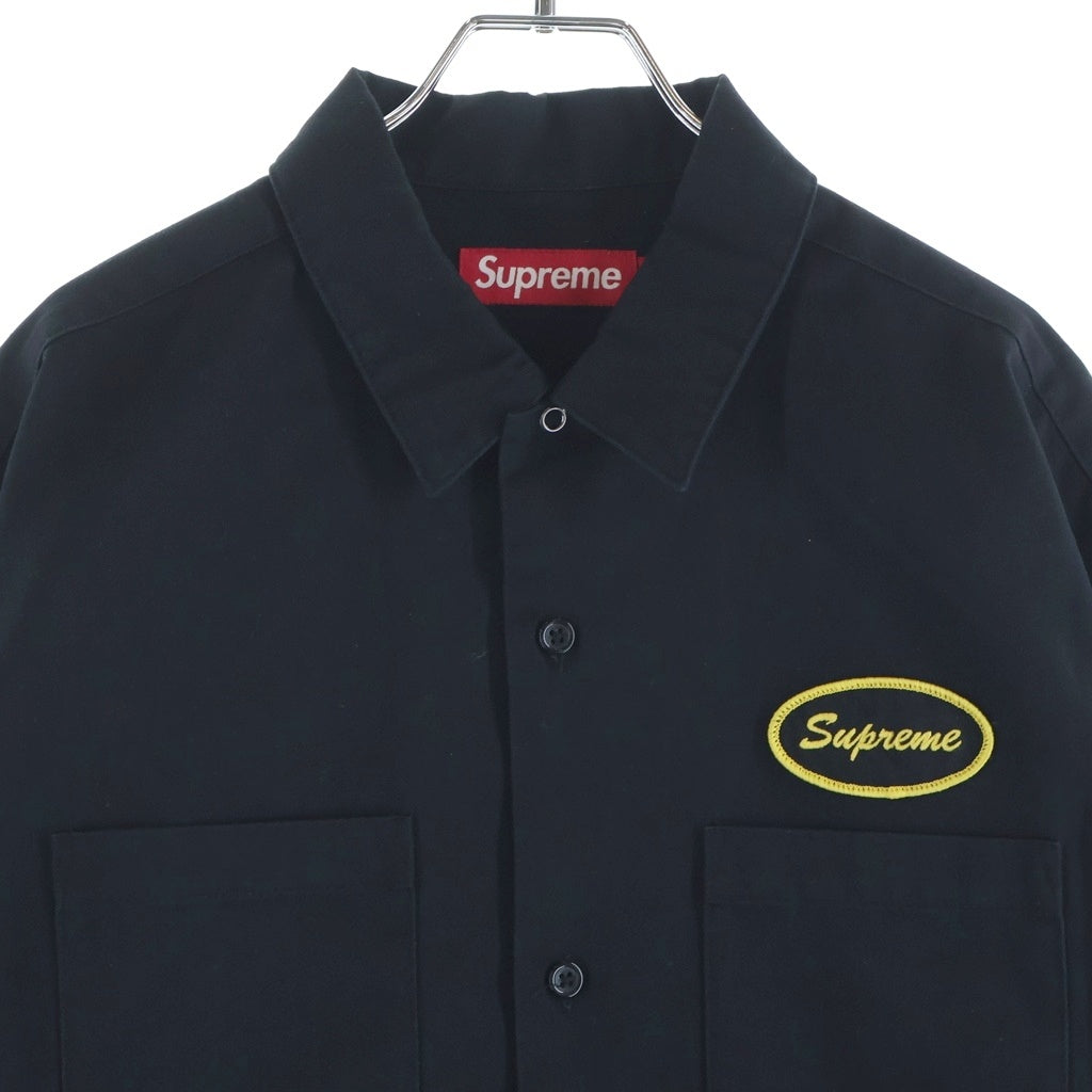 SUPREME(シュプリーム) 23AW Thermal Sleeve Work Shirt サーマルスリーブ ワッペンロゴ ワーク 長袖シャツ ブラック